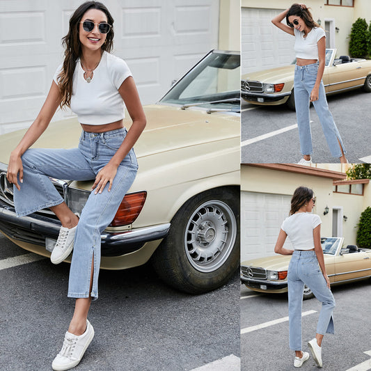 Casual Side Slit All-match Jeans
