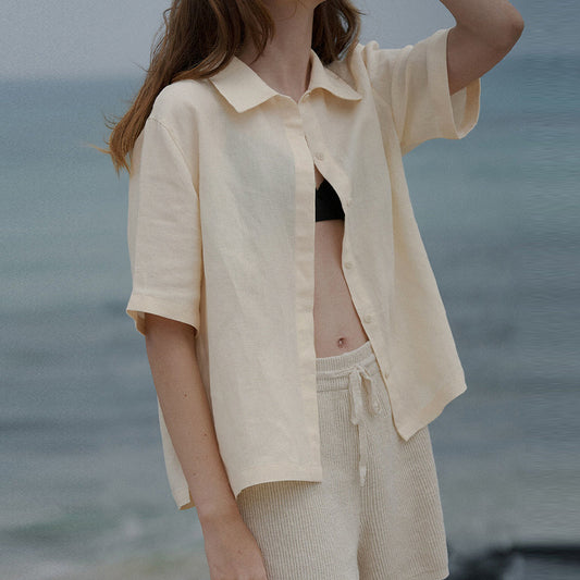 Women's French Minority Texture Pure Linen Shirt