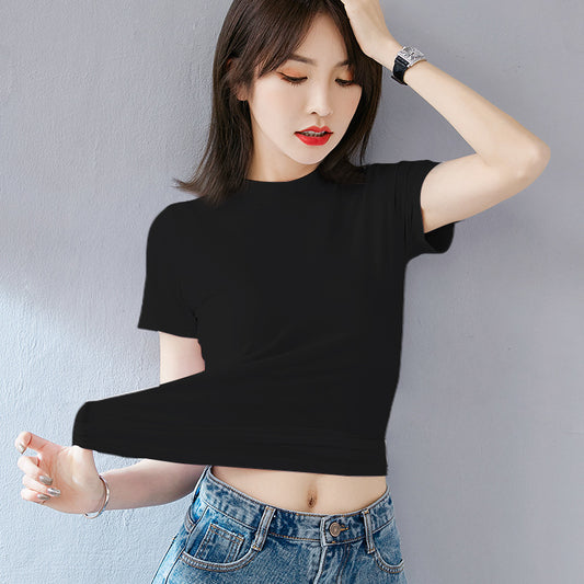 Women's Summer Slim Fit Autumn Korean Style Short Sleeve Cotton