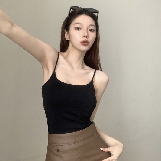Women's Spring Sleeveless Sweet Hot Girl Top Camisole With Chest Pad